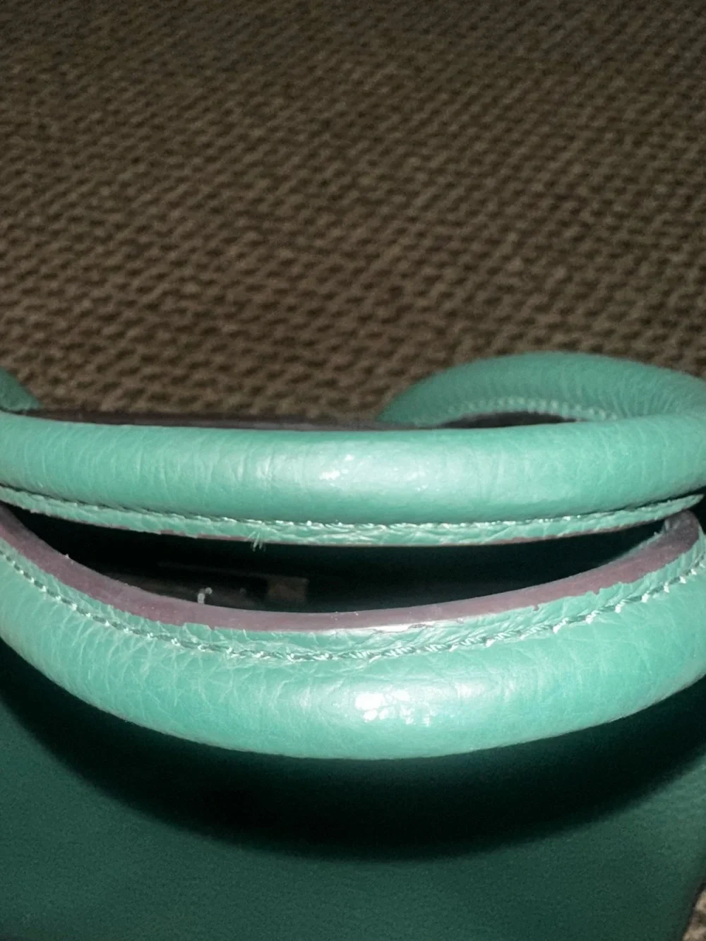 Ainifeel Structured Green Leather Top-Handle Satchel